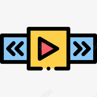应用程序音频和视频5线性颜色图标图标