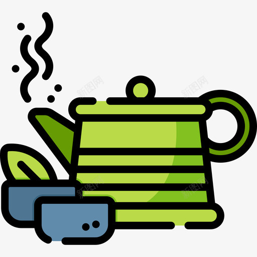 茶瑜珈和米酒线性颜色图标svg_新图网 https://ixintu.com 瑜珈 米酒 线性 颜色