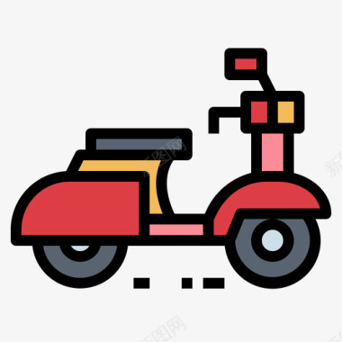 Vespa摩托车7线性颜色图标图标