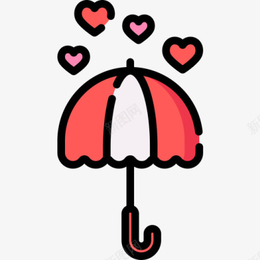 雨伞情人节69线形颜色图标图标