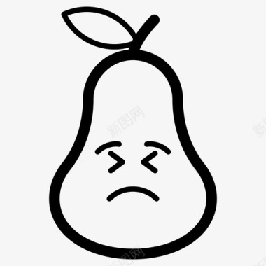 悲伤的梨子脸表情符号情感图标图标