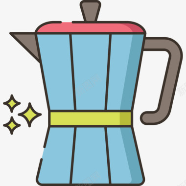 莫卡壶咖啡62线性颜色图标图标