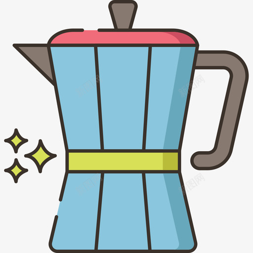 莫卡壶咖啡62线性颜色图标svg_新图网 https://ixintu.com 咖啡62 线性颜色 莫卡壶