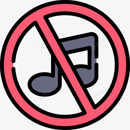 没有音乐信号禁止5线性颜色图标svg_新图网 https://ixintu.com 信号禁止5 没有音乐 线性颜色