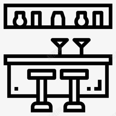 酒吧家具111直线图标图标