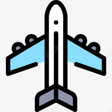 飞机旅行214线性颜色图标图标