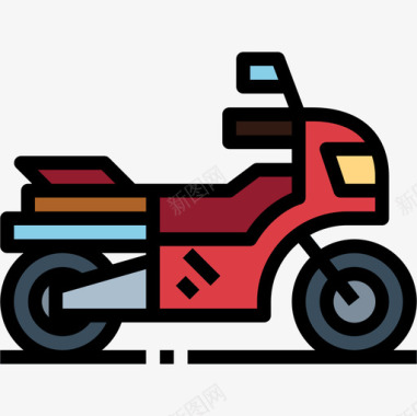 摩托车赛车3线性颜色图标图标