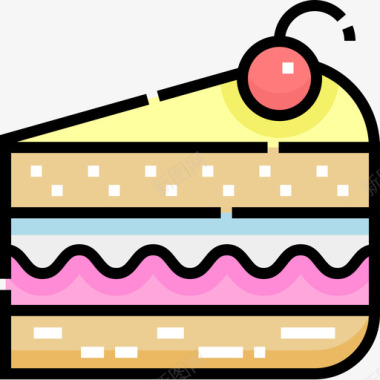 一块蛋糕甜甜糖果7线性颜色图标图标
