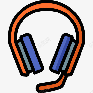 耳机电脑游戏4线性颜色图标图标