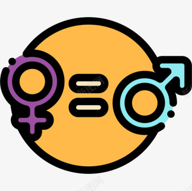 平等女权主义12线性色彩图标图标