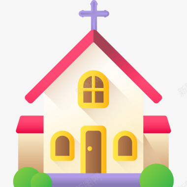 教堂复活节12日彩色图标图标