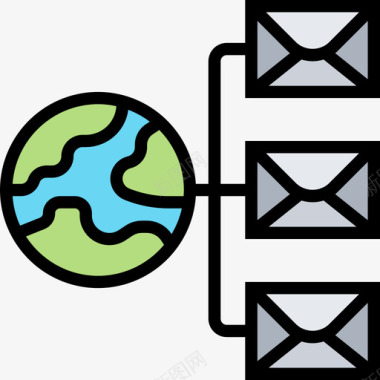 网络邮政要素4线颜色图标图标