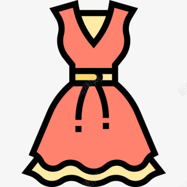 连衣裙衣服93线性颜色图标图标