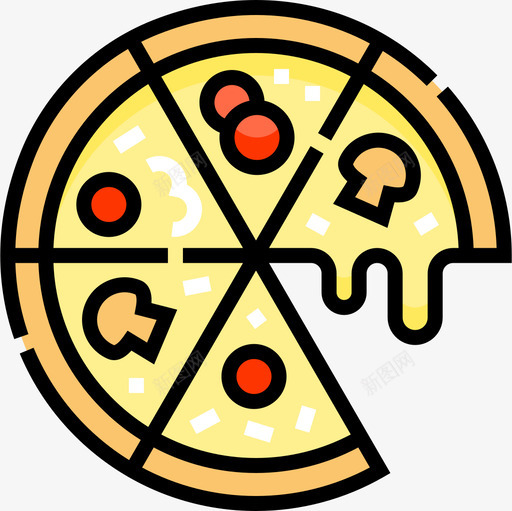 披萨派对和庆典线性颜色图标svg_新图网 https://ixintu.com 披萨 派对和庆典 线性颜色