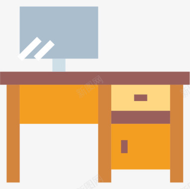 办公桌家具104扁平图标图标