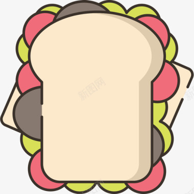 三明治食品饮料6线性颜色图标图标