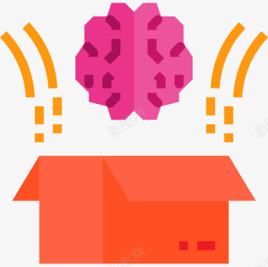 盒子大脑概念3扁平图标图标