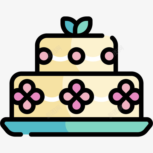 蛋糕婚礼182线性颜色图标svg_新图网 https://ixintu.com 婚礼182 线性颜色 蛋糕