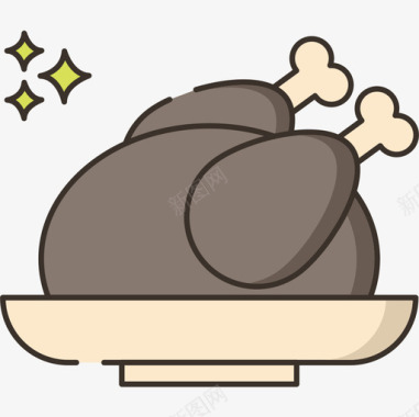 烤鸡食品饮料6原色图标图标
