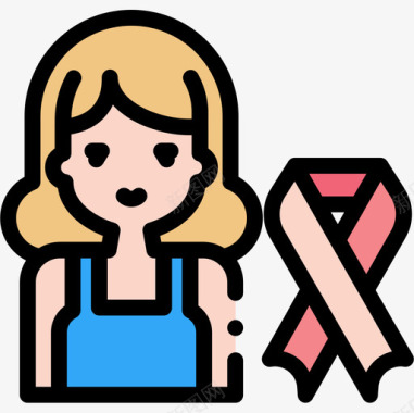 女性世界癌症意识日11线性颜色图标图标