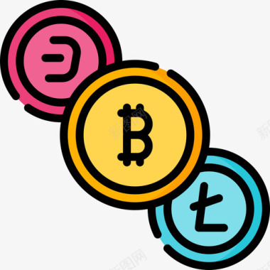 加密货币加密货币62线性颜色图标图标