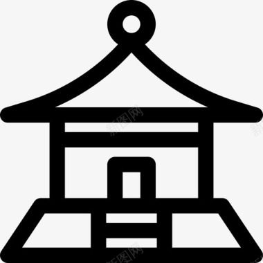 寺庙中国29直线图标图标