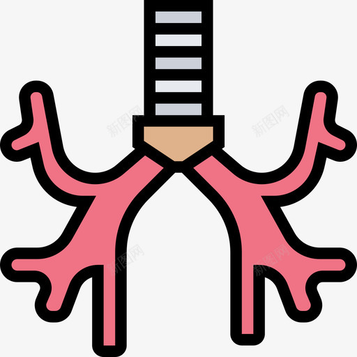支气管人体器官6线色图标svg_新图网 https://ixintu.com 人体 器官 支气管 线色