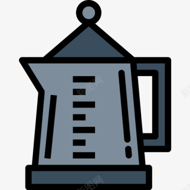 水壶咖啡店85线性颜色图标图标