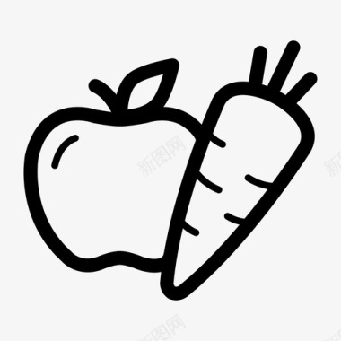 苹果和胡萝卜食品水果图标图标