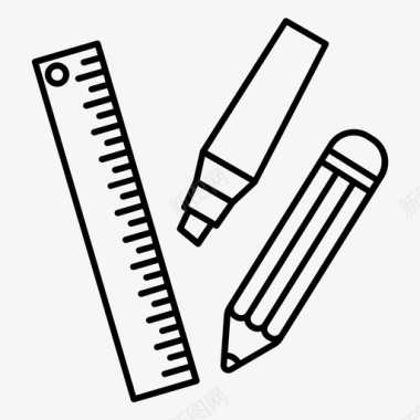 尺子和铅笔商业教育图标图标