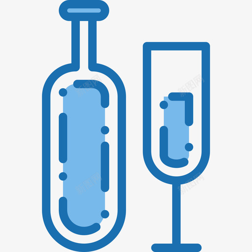 香槟饮料和饮料4蓝色图标svg_新图网 https://ixintu.com 蓝色 饮料 香槟