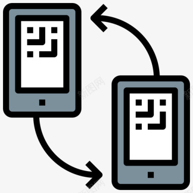 智能手机条形码和二维码2线性颜色图标图标