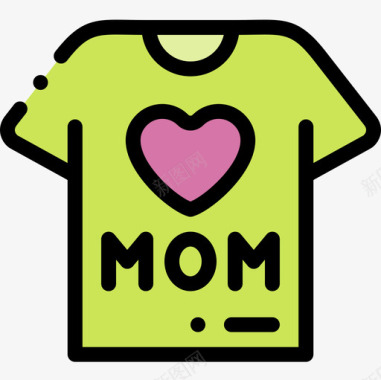 T恤母亲节20线性颜色图标图标