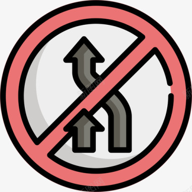 禁止超车驾校18直线颜色图标图标