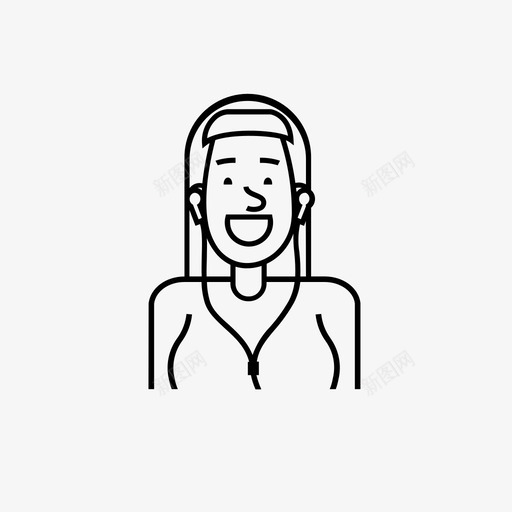 戴着小马耳机的女人脸ipod图标svg_新图网 https://ixintu.com ipod 各种各样的人 戴着小马耳机的女人 直发 笑 脸