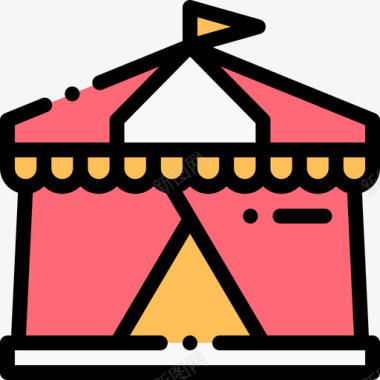 马戏团帐篷56号马戏团线性颜色图标图标
