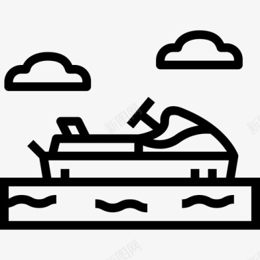 摩托艇交通151直线型图标图标