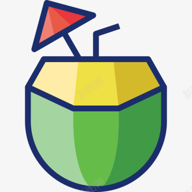 椰子食品饮料7线性颜色图标图标
