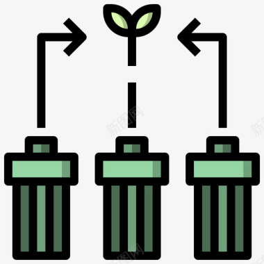 回收站可持续能源24线性颜色图标图标