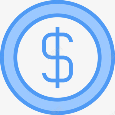 硬币金融货币5蓝色图标图标