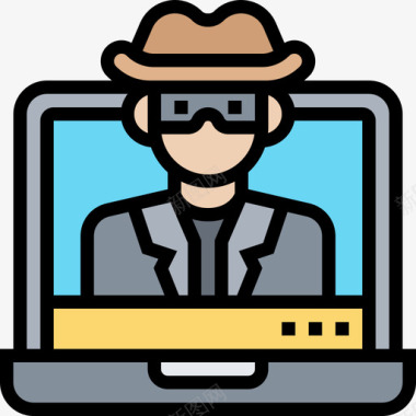 间谍软件网络抢劫5线性颜色图标图标