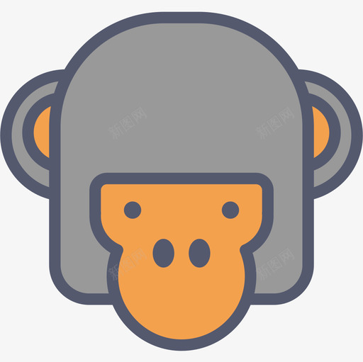 猴子动物45线性颜色图标svg_新图网 https://ixintu.com 动物45 猴子 线性颜色