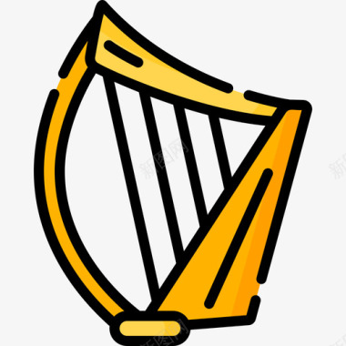 竖琴爱尔兰6线性颜色图标图标