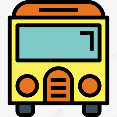 巴士背包客3线性颜色图标图标