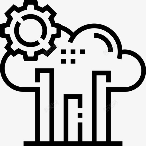 云处理云服务5线性图标svg_新图网 https://ixintu.com 云处理 云服务5 线性