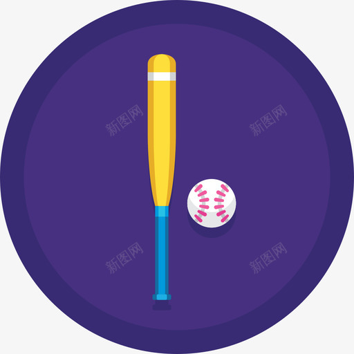 棒球运动器材12扁平圆形图标svg_新图网 https://ixintu.com 圆形 扁平 棒球 运动器材