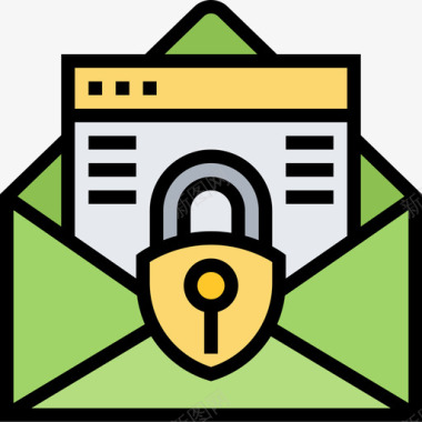 机密电子邮件机密信息7线性颜色图标图标