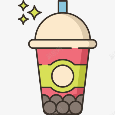 冰茶食品饮料6线性颜色图标图标