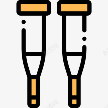 拐杖残疾人2线性颜色图标图标