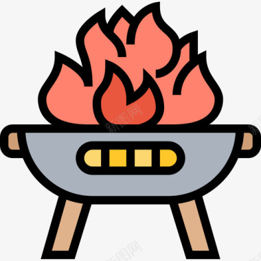 烧烤烧烤和烧烤3线性颜色图标图标